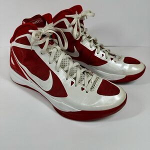 Nike Zoom Hyperdunk Basketball Shoes Red White 454138-104 Lace Up Mid‎ Sz 11.5